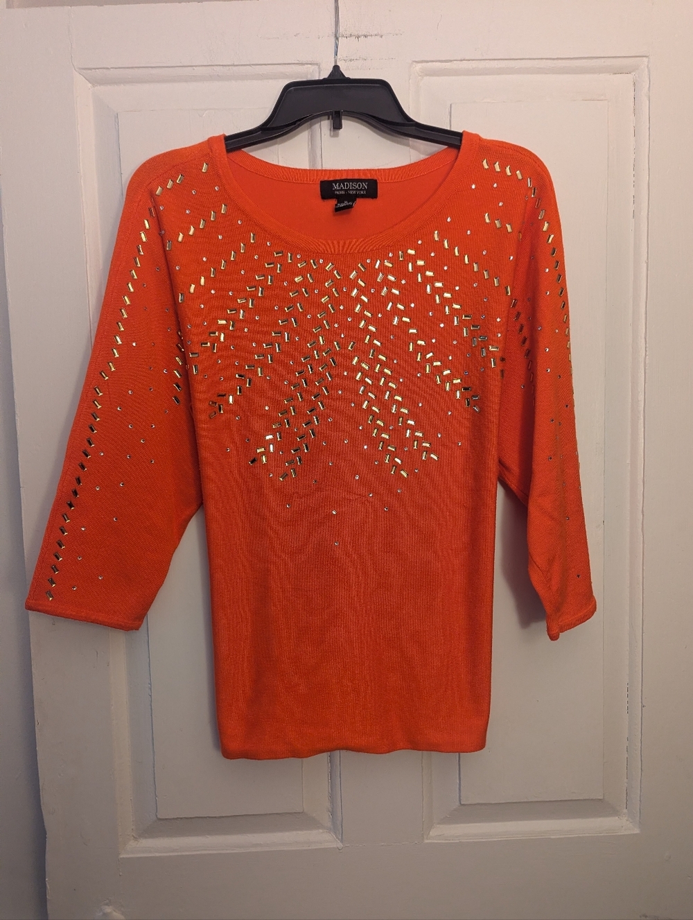 Madison Bright Orange Studded Batwing Top
